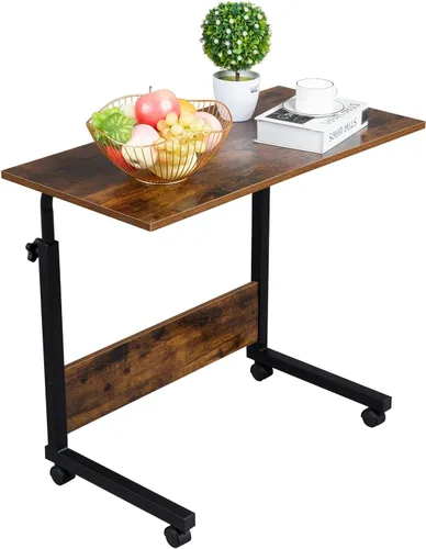 Vista 12 de Mesa auxiliar móvil, carrito de escritorio para laptop, mesa ajustable sobre la cama con ruedas, soporte de computadora para cama, sofá, sala