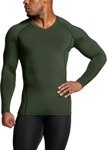 Vista 2 de TSLA - Camiseas térmicas de compresión de manga larga con cuello en V para hombre, ideales para usar como capa base para hacer ejercicio, correr