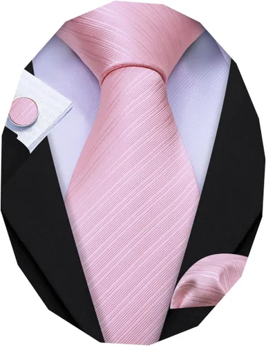 Vista 43 de Barry.Wang Juego de corbatas para hombre, corbata de seda a rayas, tejido a cuadros, gemelos formales, negocios, boda