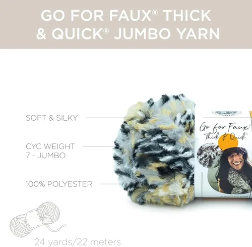Vista 4 de Lion Brand Yarn (1 madeja) Go for Faux Thick & Quick hilo voluminoso, Baked Alaska Jumbo Faux Fur Knit & Crochet Fiber for Plush Blankets, Cozy