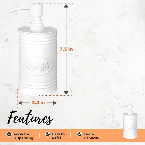 Vista 4 de Autumn Alley Dispensador de jabón galvanizado para cocina, dispensador de jabón líquido para baño, dispensador para lavado de manos, desinfectante