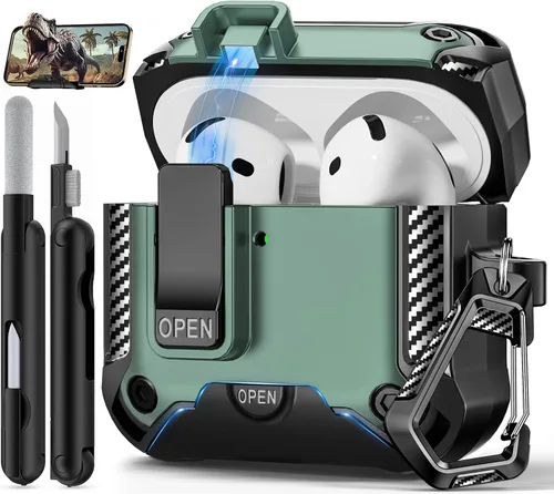 Vista 25 de Funda para AirPods Pro de 2 generación con soporte para teléfono, diseño de interruptor automático de protección completa contra caídas con kit