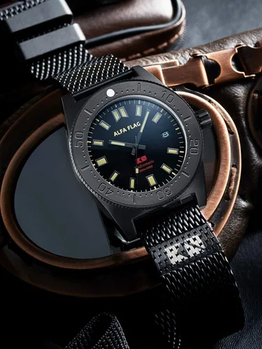 Vista 7 de ALFA FLAG Hydromatic Afhm200b-1 - Reloj de buceo profesional automático para hombre, 656.2 ft660 pies, buceo profesional, Afhm200b-1, Buceo