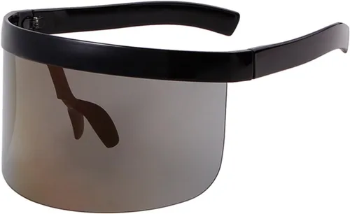 Vista 2 de OWL Cubierta De Máscara De Gran Tamaño Escudo Visera Estilo Marco Grande Sin Rimless Gafas De Sol Lente Mono UV400 Negro Azul