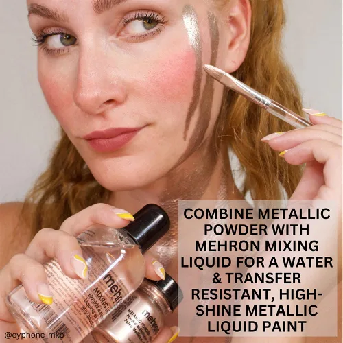 Vista 4 de Mehron Polvo metálico de maquillaje (0.17 oz) con líquido de mezcla (1 oz) (BRONZE)