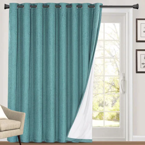 Vista 69 de Cortinas con textura de lino 100% opacas de 64 pulgadas de largo, juego de 2 paneles de cortinas de lino opacas con forro aislante térmico que Arena