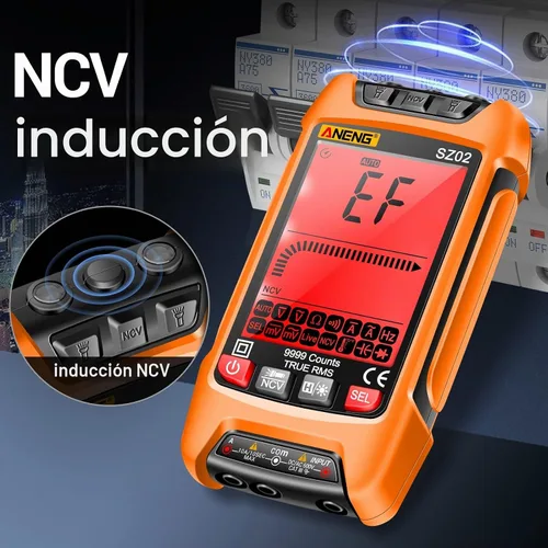 Vista 5 de ANENG Multímetro digital, probadores inteligentes TRMS 9999 conteos, medidor de ohmios, amperios y voltios anti-quemadura, mide NCV
