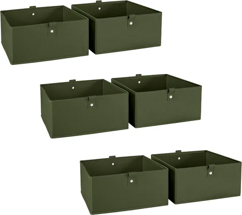 Vista 16 de RiverRidge Set de 2 contenedores de almacenamiento plegables para niños - Organizador de 10.5" con asas - Organizador de armario color oliva