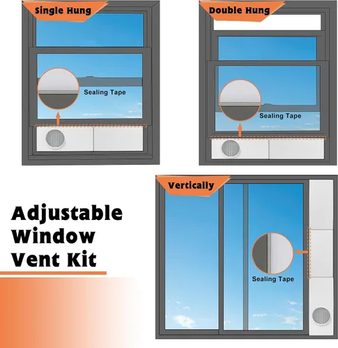 Vista 7 de GCGOODS Kit de ventana de ventilación de secadora para manguera de secadora de 4 pulgadas, placas de sellado de ventilación ajustables para secadora