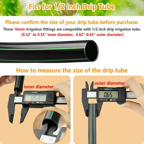 Vista 4 de 12 piezas de accesorios de riego por goteo para tubo de 1/2 pulgada a 1/4 pulgadas, camiseta reductora de tubería de 1/2 a 1/4 pulgadas, línea