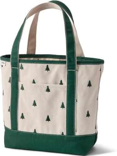 Vista 35 de Lands' End Bolso de lona abierto Natural/Azul marino radiante