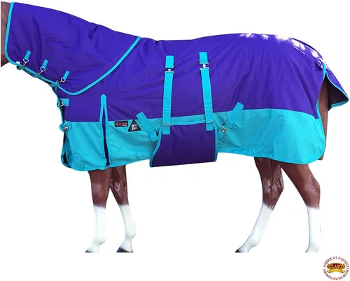Vista 21 de HILASON 1200D Manta de invierno impermeable para caballo con cubierta para el cuello y envoltura para el vientre Mantas de participación
