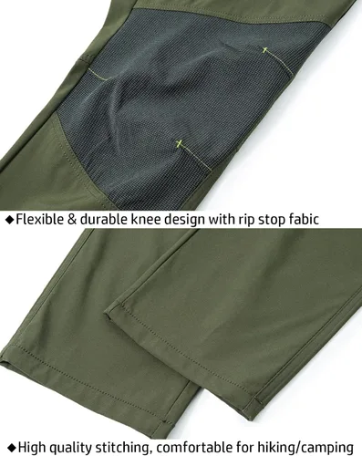 Vista 6 de CARWORNIC Pantalones de senderismo ligeros para hombre, de secado rápido, impermeables, con bolsillos con cremallera