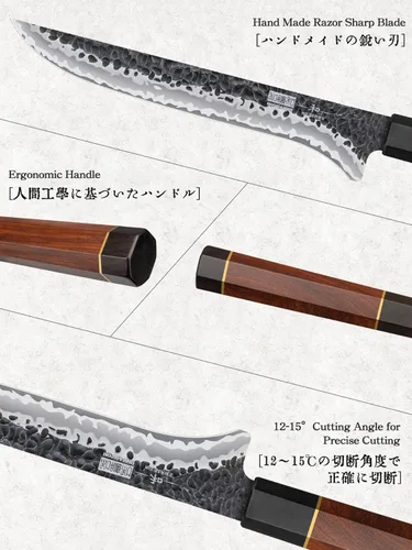 Vista 4 de HOSHANHO - Cuchillo de filetear de 7 pulgadas, cuchillo para deshuesar forjado a mano y afilado como una navaja, cuchillos de pescado de acero súper