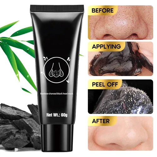 Vista 3 de Máscara eliminadora de puntos negros, máscara facial de carbón activado negro para el cuidado de la piel, máscara facial para quitar puntos negros