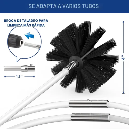 Vista 3 de PetOde Kit de limpiador de ventilación de secadora de 32 pies, cepillo flexible mejorado con accesorio de taladro para una limpieza efectiva