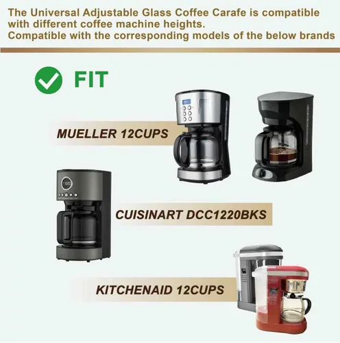 Vista 8 de Repuesto de jarra de café de 12 tazas, compatible con Mr. Coffee compatible con la cafetera Black&Decker con cabezales de tres alturas diferentes
