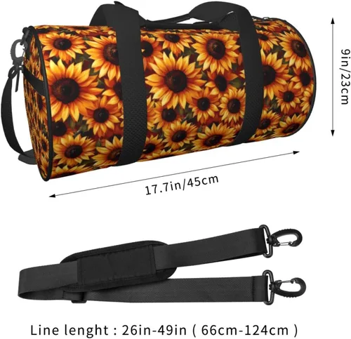 Vista 2 de Large Duffle Bag for Travel - Retro Sunflower Print Gym Bag for Women Men, Travel Foldable Bags for Women Men with Zippered Multiple Pockets