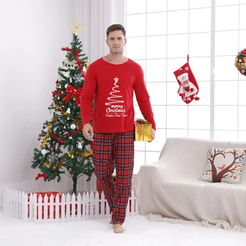 Vista 4 de KKOENVE Conjunto de pijama de Navidad para parejas, conjunto de pijama de Navidad a juego, Rojo
