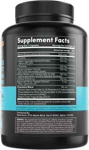 Vista 5 de MEDCHOICE Paquete de suplemento de cúrcuma y jengibre (120 quilates), melatonina del sueño (90 quilates) y cerebro nootrópico (60 unidades) – Trío