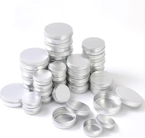 Vista 10 de LJY 48 latas redondas de aluminio negro, tapas de tornillo, 2/1/0.5 oz, 3