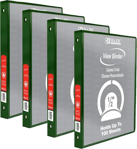 Vista 19 de BAZIC Products Carpeta organizadora de 3 anillas de 1/2 pulgada con vista económica, color negro, anillo redondo, capacidad para 100 hojas de papel