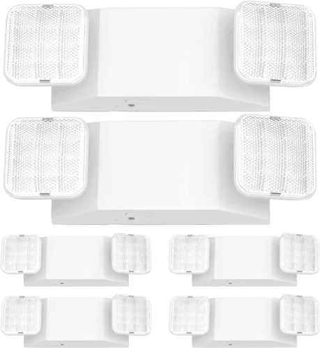 Vista 8 de Luz de emergencia LED con batería de respaldo, dos luces de salida de emergencia ajustables de cabeza cuadrada para fallos de energía del hogar