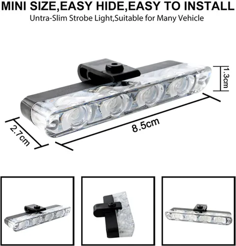 Vista 3 de 16 luces LED de policía estroboscópicas para automóvil, luces reflectivas para tablero de vehículo de emergencia de 12 V