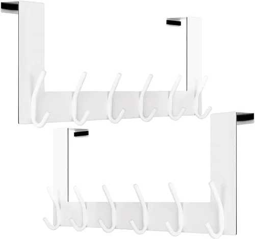 Vista 12 de WEBI Ganchos para Puerta Colgadores de Puerta: Toallero Sobre la Puerta con 6 Ganchos para Colgar, Colgador de Toallas Perchero de Puerta Colgador