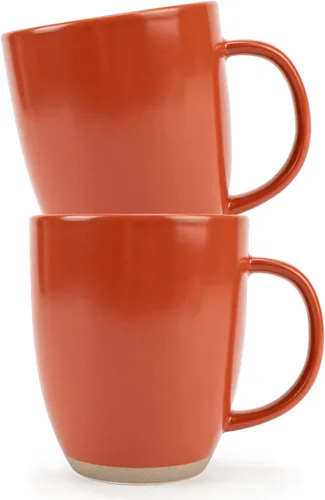 Vista 9 de Elanze Designs Paquete de 2 tazas de café de cerámica de 13 onzas con fondo de arcilla cruda, color verde menta Verde (Mint Green)