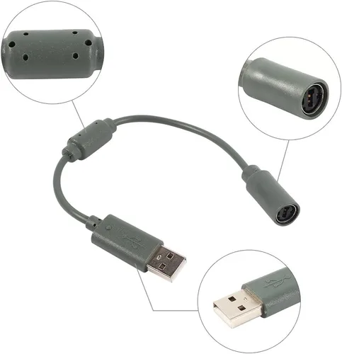 Vista 2 de Zerone Cable de conexión USB de repuesto para controlador con cable para XBOX360 (gris)