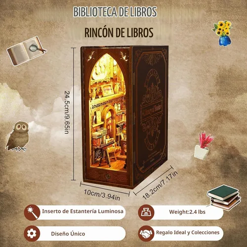 Vista 4 de Suruim - Kit de manualidades para rincón de libros, rompecabezas para sujetalibros, miniatura, biblioteca, estante de libros, inserto