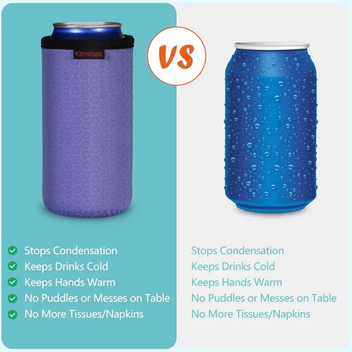 Vista 4 de Paquete de 4 Fundas Enfriadoras para Latas Delgadas de 12oz, Suaves Aisladas Reutilizables Antideslizantes de Neopreno Portavasos Cubiertas