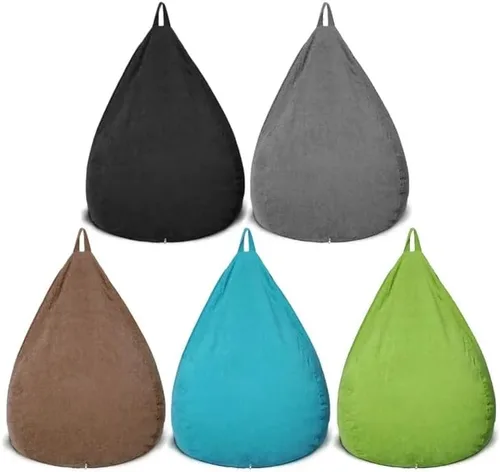 Vista 2 de Koolouispoper Funda de sofá de pana sólida para puf, silla con forma de gota de agua, funda de sofá perezoso para sala de estar, accesorio de Negro