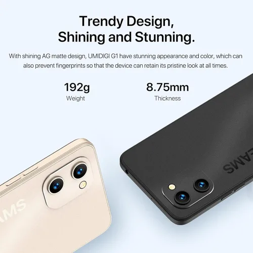 Vista 7 de UMIDIGI Teléfono celular G1 Dual Sim 4G LTE Global Desbloqueado Teléfono, Unisoc T610 hasta 1.8GHz, 2+32GB 256G Expandible, 6.52" HD+, 5150mAh