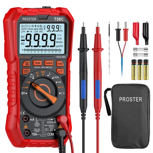 Vista 13 de Proster Multímetro Digital 6000 Count - TRMS Voltímetro Multímetro Digital de Rango Automático Probador, Detector NCV Medidor de Corriente y Voltaje