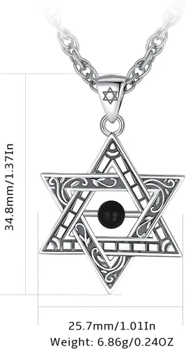 Vista 47 de CELESTIA Colgante de plata de ley 925, anillos de tetragrammaton, collar masónico, joyería de pentagrama para mujeres y hombres