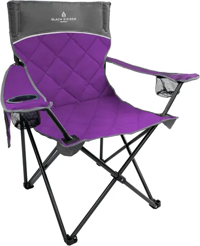 Vista 9 de Black Sierra - Silla de camping acolchada acolchada, asiento de descanso de gran tamaño resistente para exteriores soporta 300 libras, portátil
