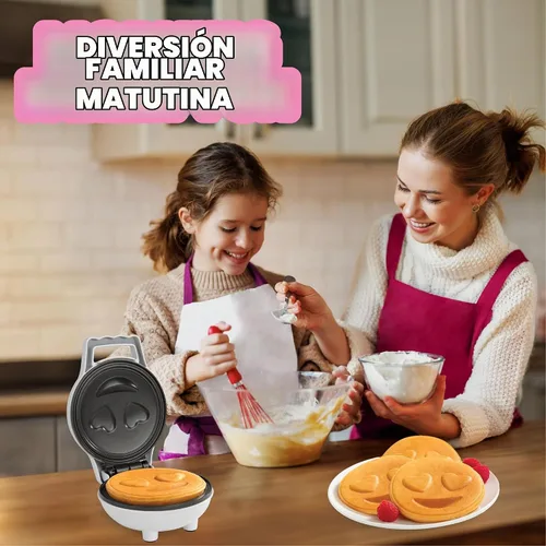 Vista 4 de Mini waflera de ojos de corazón Emoji, panqueques de cara sonriente de tamaño personal de 4 pulgadas