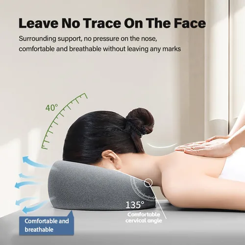 Vista 3 de TourKing Almohada de masaje boca abajo, almohada ergonómica de masaje de espuma viscoelástica, recuperación de vitrectomía postoperatoria