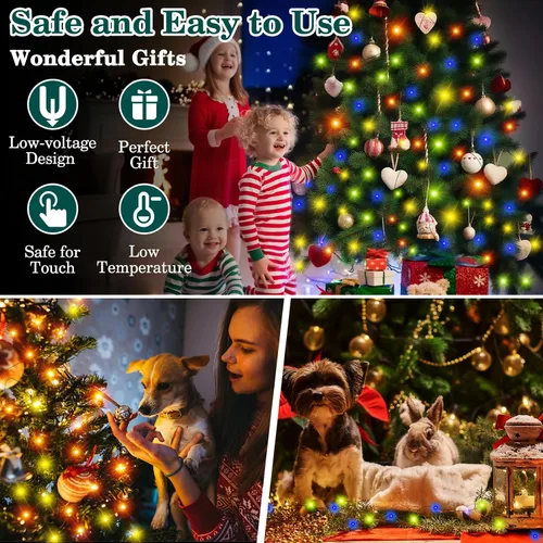 Vista 6 de HYH Luces de Navidad para Exteriores 1000 LED 328 Pies Luces de Cadena Multicolor, IP67 Impermeable Interior Luces de Hadas de Navidad Multifunción