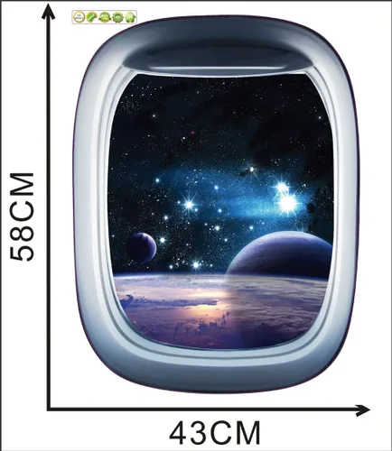 Vista 7 de Adhesivos de pared 3D de cápsula espacial para ventana, universo, espacio exterior, despegar y pegar, calcomanía de astronauta extraíble