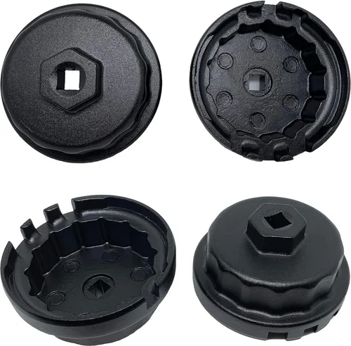 Vista 2 de Llave de filtro de aceite Toyota, 2.520 in, 14 flautas, motor 2.5-5.7L, aluminio negro
