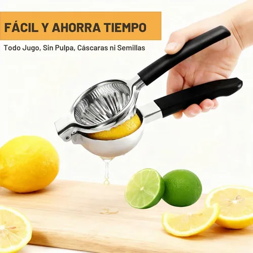 Vista 5 de Exprimidor de limón de acero inoxidable, exprimidor manual de cítricos XL Non-Slip Silicone Handles, 304 Grade Steel Large Manual Citrus Press