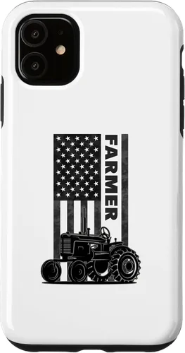 Vista 6 de Funda para iPhone 11 Pro Max para tractores agrícolas patrióticos de Estados Unidos con bandera estadounidense