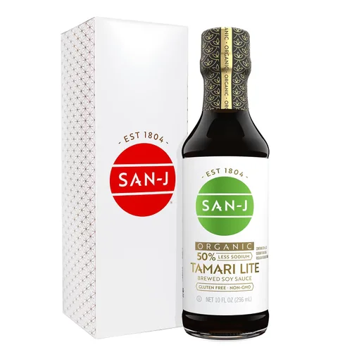 Vista 10 de SAN-J Tamari reducido en sodio (sin gluten, orgánico), 10 fl oz (paquete individual) Sal reducida, Umami rico, sin trigo, Kosher, certificado