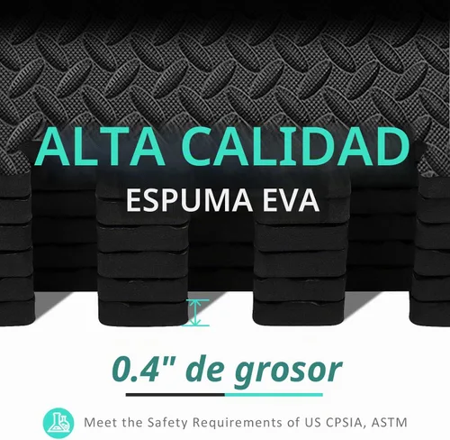 Vista 2 de BEAUTYOVO Tapete de ejercicio tipo rompecabezas con 12/24/48 baldosas de espuma entrelazadas para gimnasio, baldosas de espuma EVA de 24'' x 24