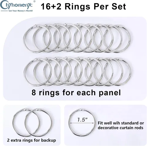 Vista 6 de Chyhomenyc Revestimientos de cortina opacas para ventana con 18 anillos, forro 100% opaco con aislamiento térmico para cortinas de 72 pulgadas, cada