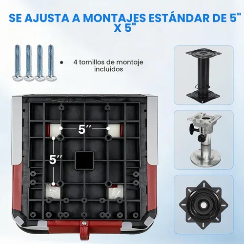 Vista 7 de XGEAR Asiento de barco de lujo con respaldo bajo/alto, asiento plegable para barco de pesca
