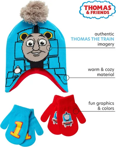 Vista 2 de Mattel Thomas The Train - Juego de 2 pares de guantes de invierno (bebé), Thomas Tren Azul, Age 2-4